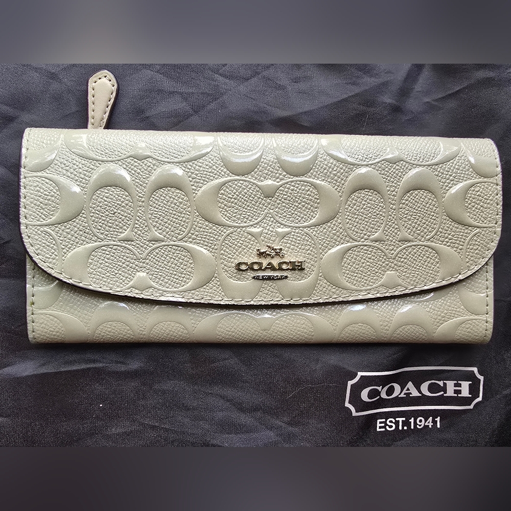 Coach Women's Embossed Leather Wallet - Gray
